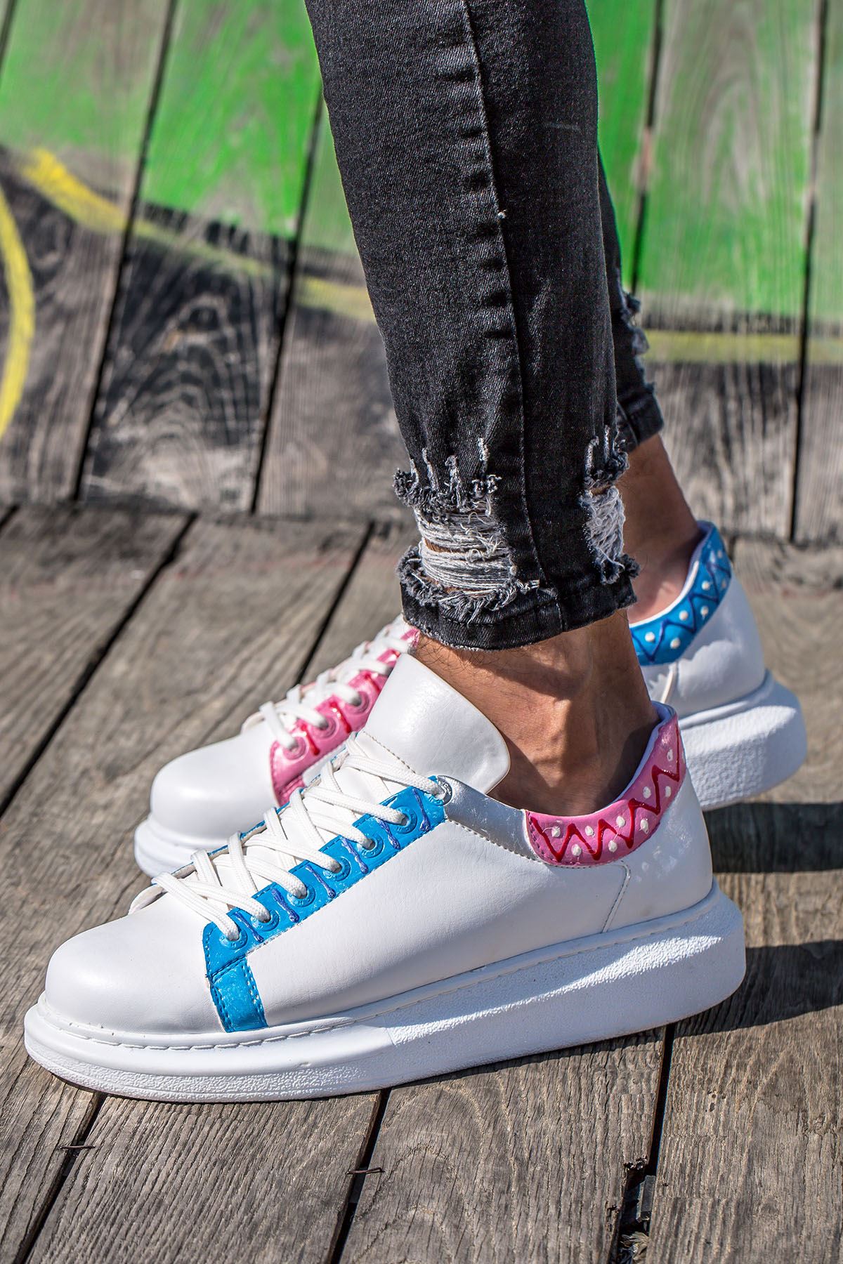 CH254 CBT Pittura Erkek Ayakkabı 420 MAVI-PEMBE ISLEME
