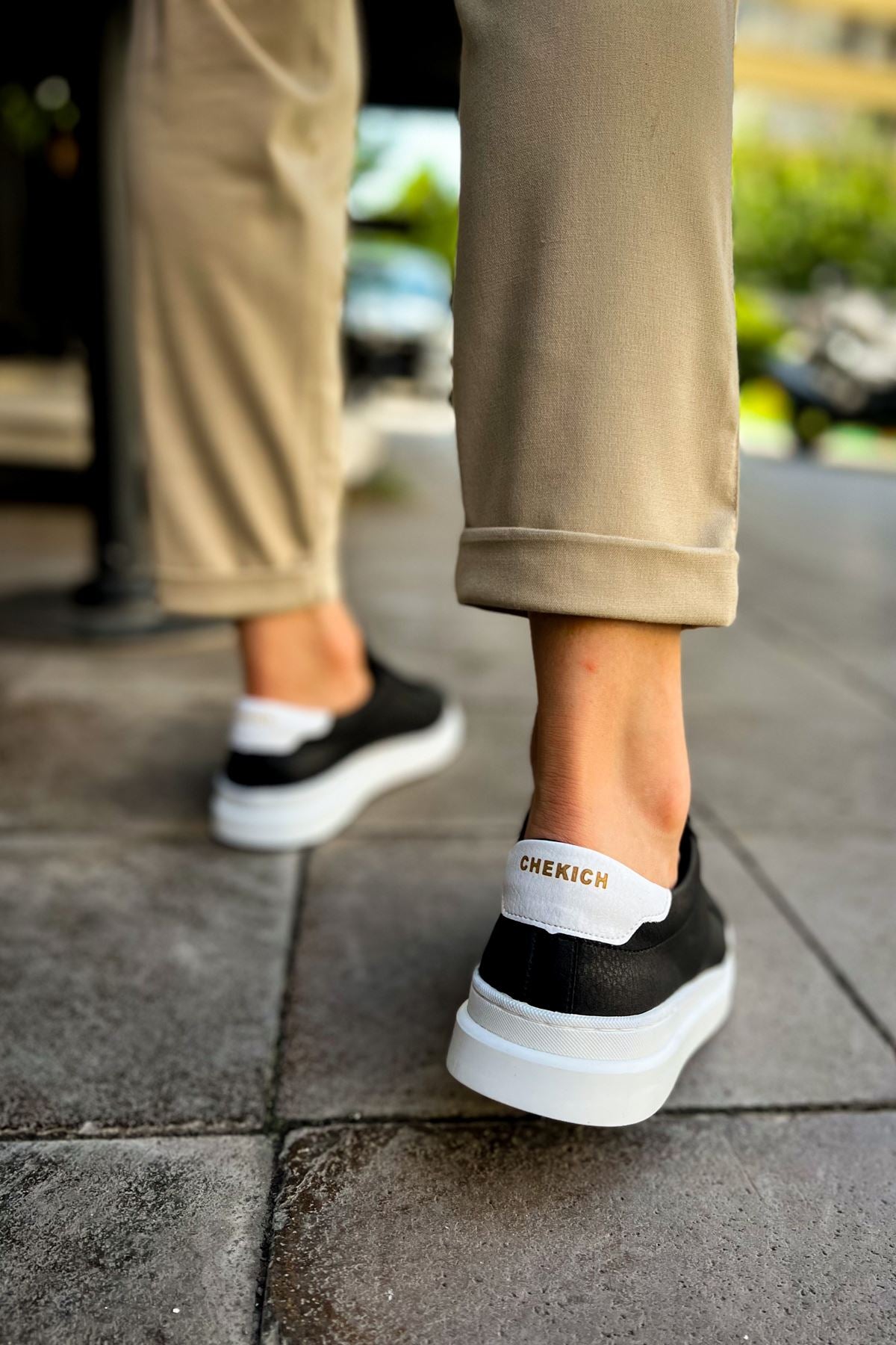 CH979 Santoni GBT Spor Erkek Ayakkabı SIYAH/BEYAZ