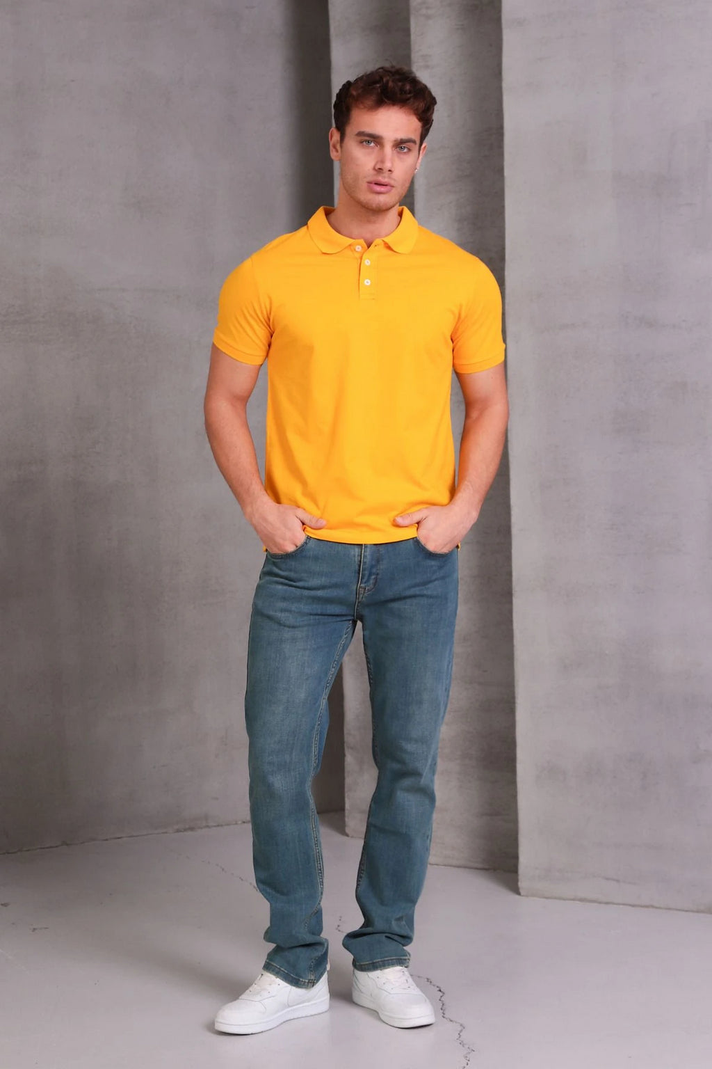 Erkek Slim Fit Pamuklu Yumuşak Doku Nefes Alan Kumaş Yakalı Tişört