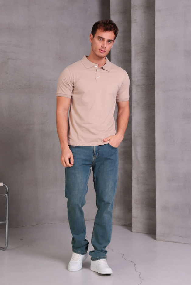 Erkek Slim Fit Pamuklu Yumuşak Doku Nefes Alan Kumaş Yakalı Tişört