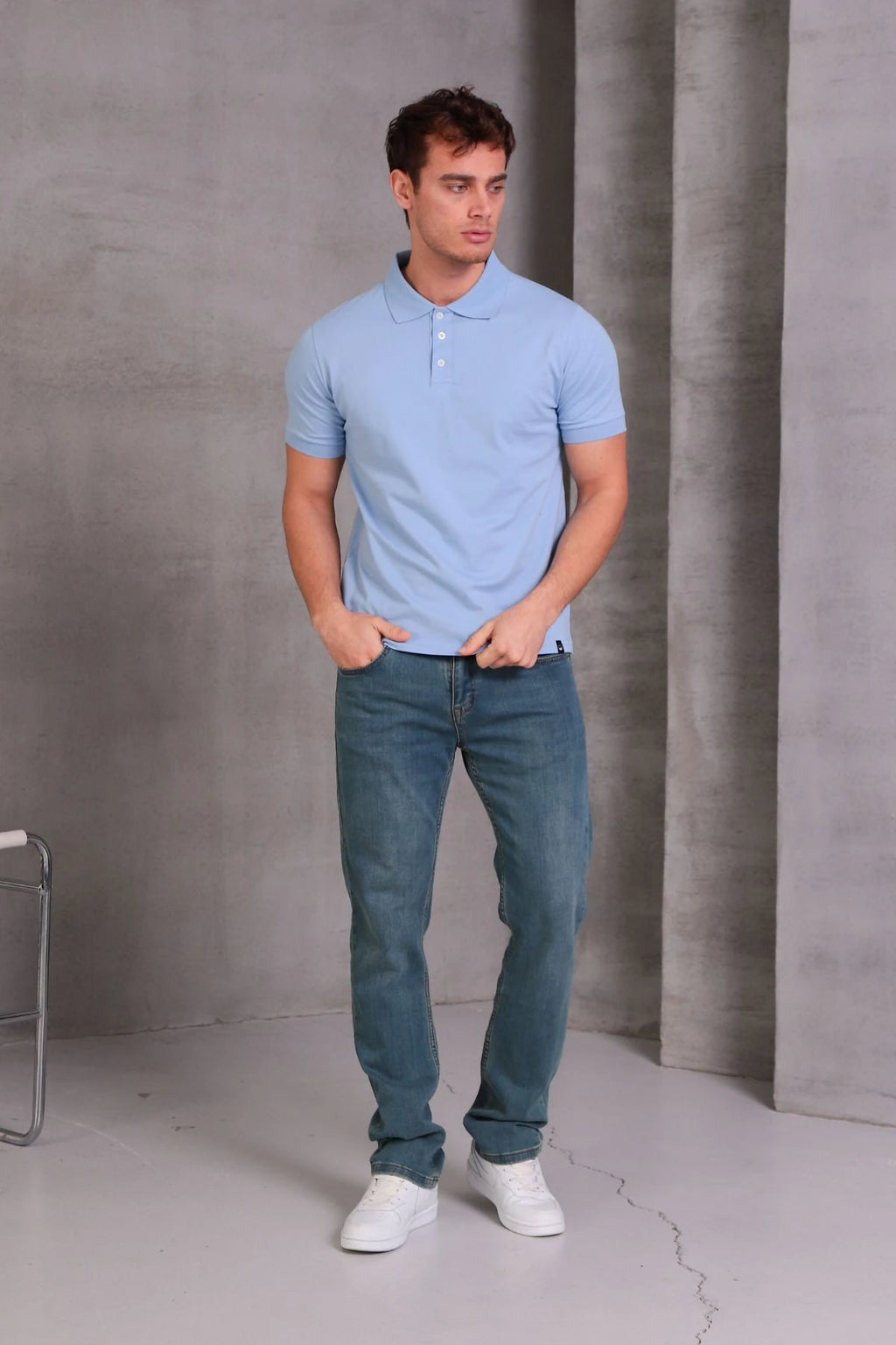 Erkek Slim Fit Pamuklu Yumuşak Doku Nefes Alan Kumaş Yakalı Tişört