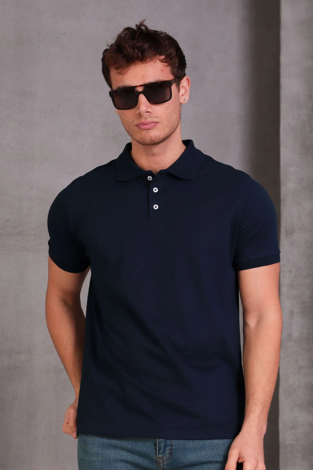 Erkek Slim Fit Pamuklu Yumuşak Doku Nefes Alan Kumaş Yakalı Tişört